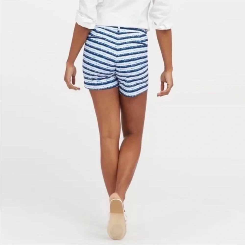 NWT Spanx 6” Sunshine Athletic Shorts Blue Painted Stripe